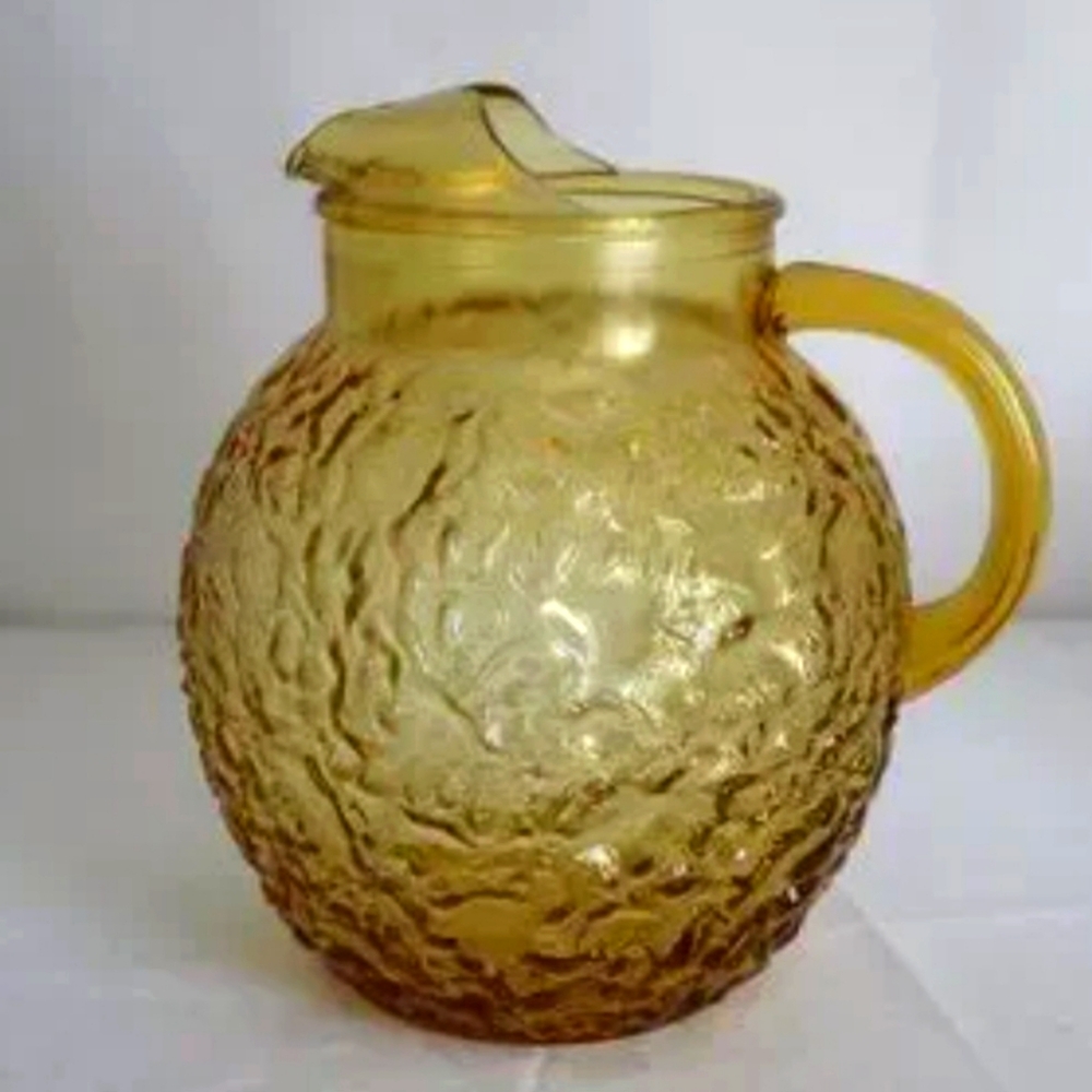 Vintage Anchor Hocking Amber Glass Lido Milano Pitcher